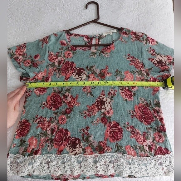 Rewind - Green & Pink Floral Lace Blouse - Picture 4 of 6